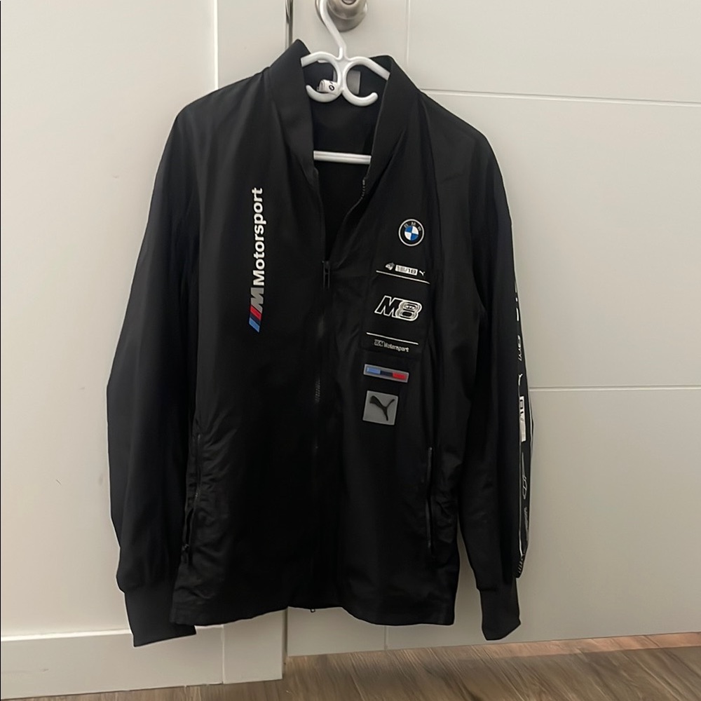 Puma Black Bomber Jacket with Stand-Up Collar